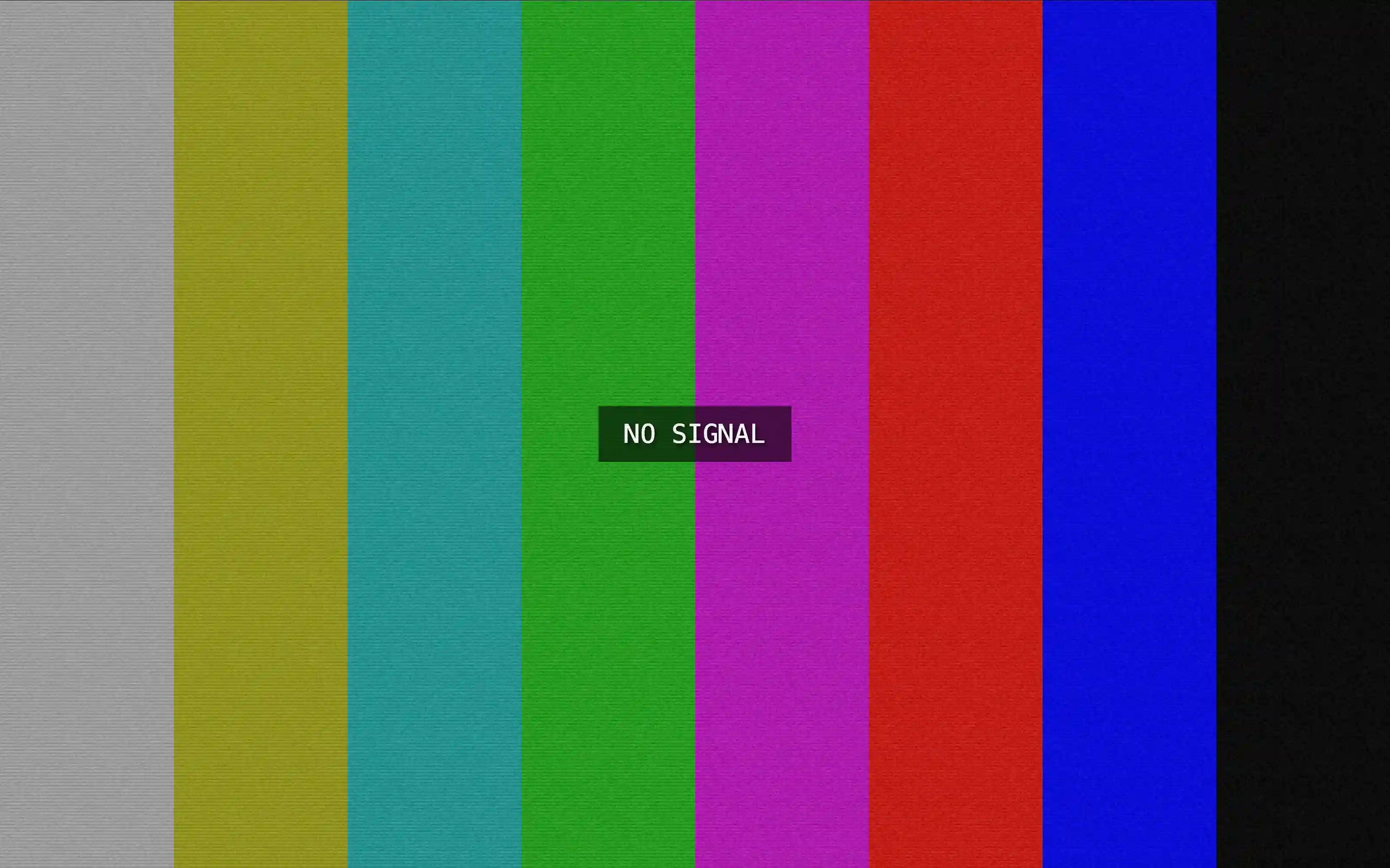 TV colour bars test pattern with a NO SIGNAL label